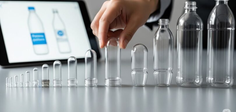 person choosing PET preform size for product