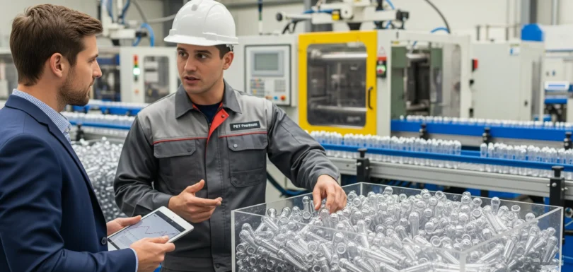 PET preform manufacturer talking to client