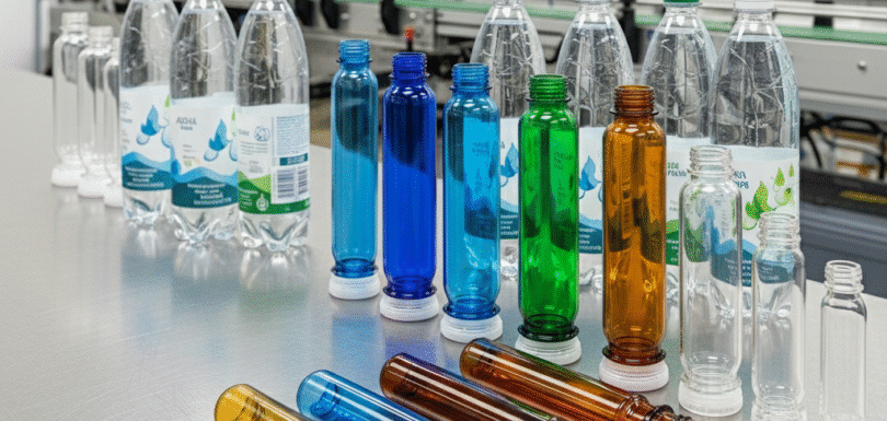 PET preforms and the final blown bottles with them