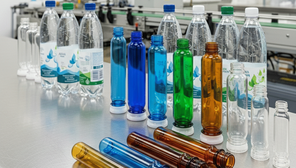 PET preforms and the final blown bottles with them